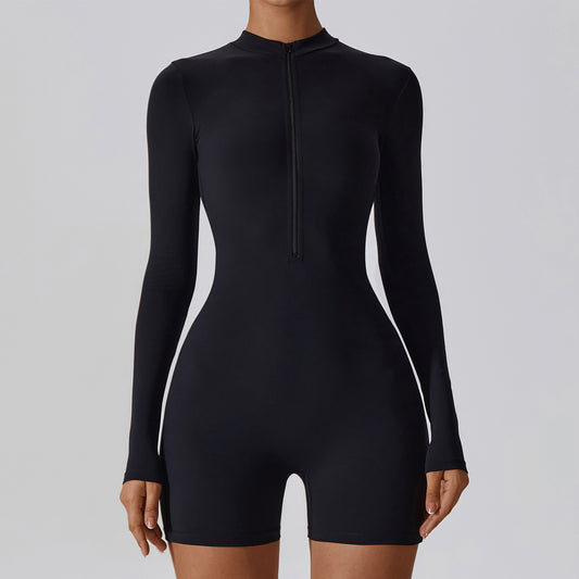 Long-sleeve Zipper One-piece Dance Fitness