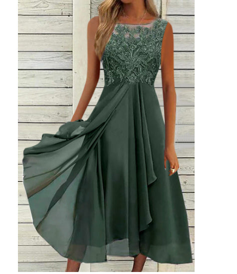 European And American-style Mid-length Chiffon Dress