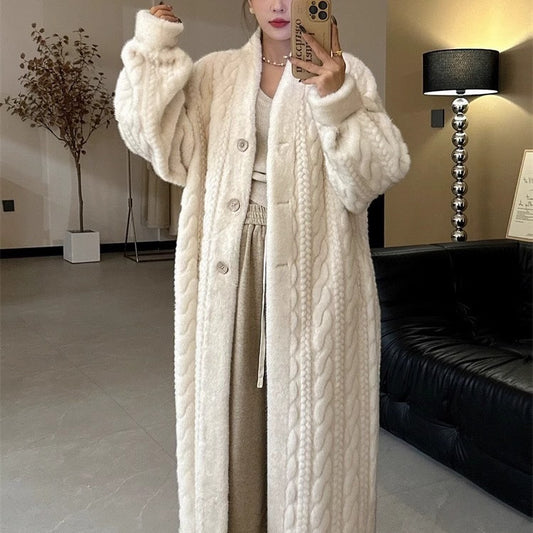 Elegant Idle Style Twist Mink Coat