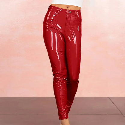 Glossy Slim Fit Pencil Pants Sexy Street