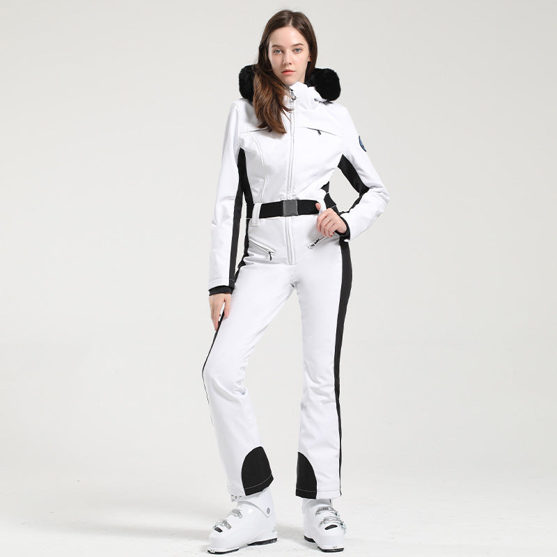 One-piece Ski Suit Female Professional Double-board Thickened Warm