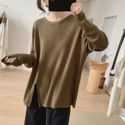 Split Pullover Long Sleeve Cashmere Sweater