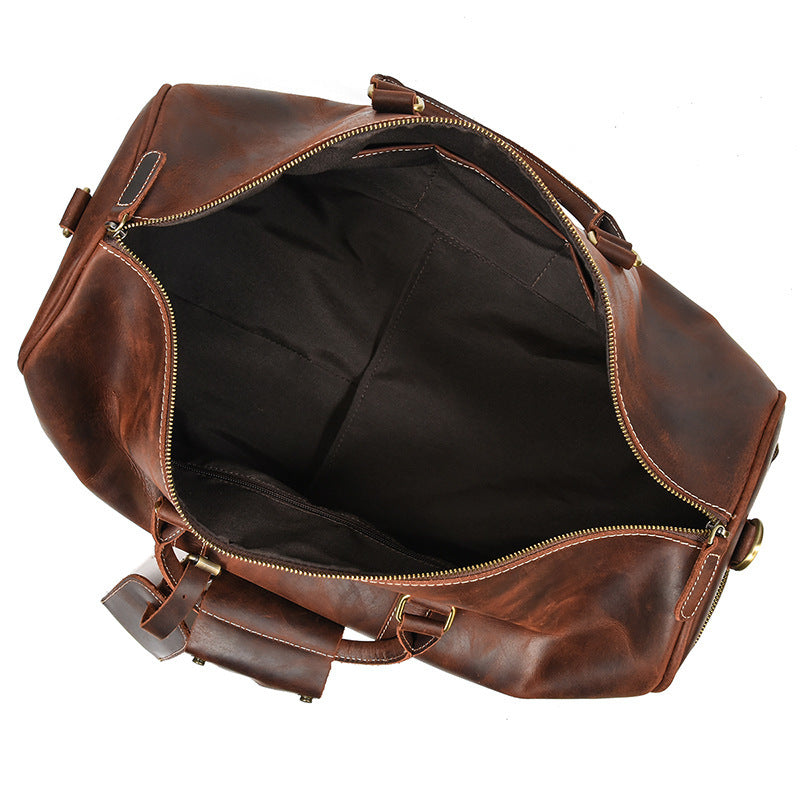 Bolso de viaje de cuero estilo retro Crazy Horse para hombre