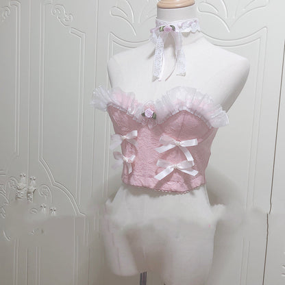 Lace Corset With Bow Mesh