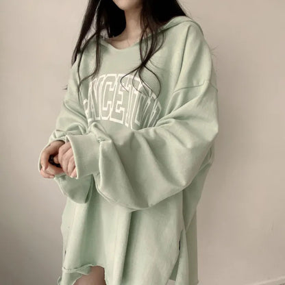 Korean Style Letter Hooded Loose Spring And Autumn Sweater