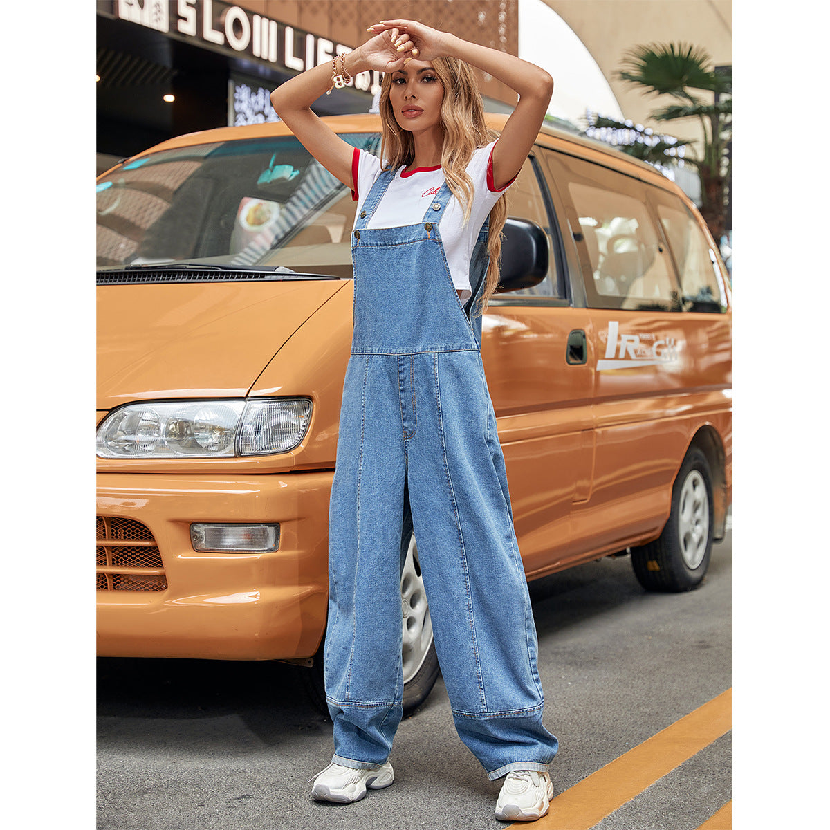 Women's Denim Casual Temperament Loose Jumpsuit In One Piece