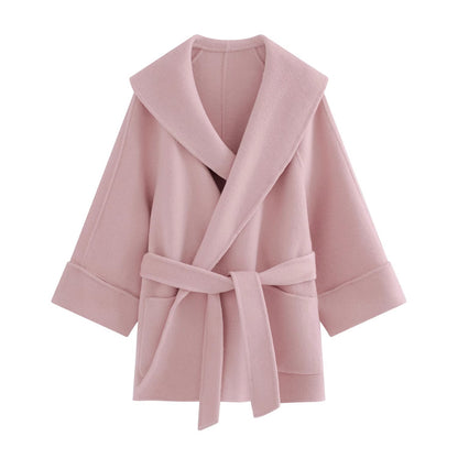 Autumn And Winter Double-faced Woolen Goods Cashmere Coat Small-sized Woolen Coat