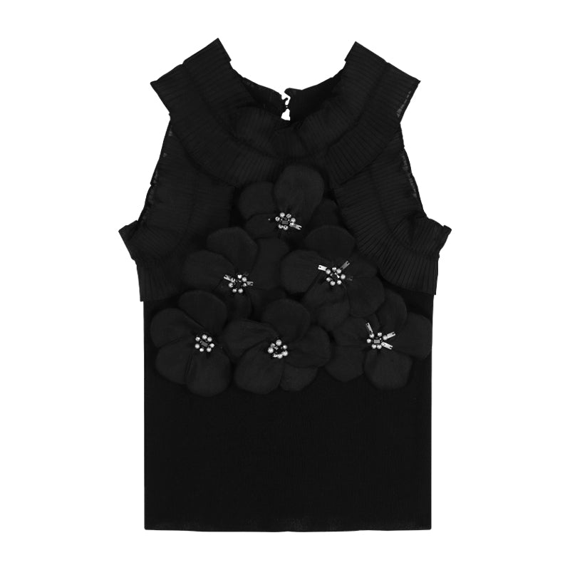 Sweet Spice Sleeveless Three Dimensional Flower Camisole