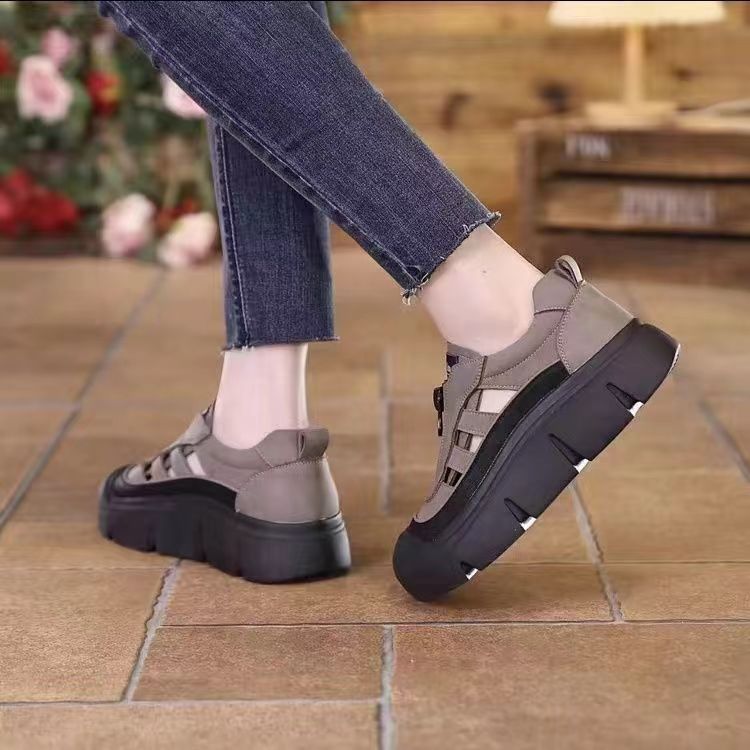 Zapatos casuales huecos con plataforma de moda de verano para mujer