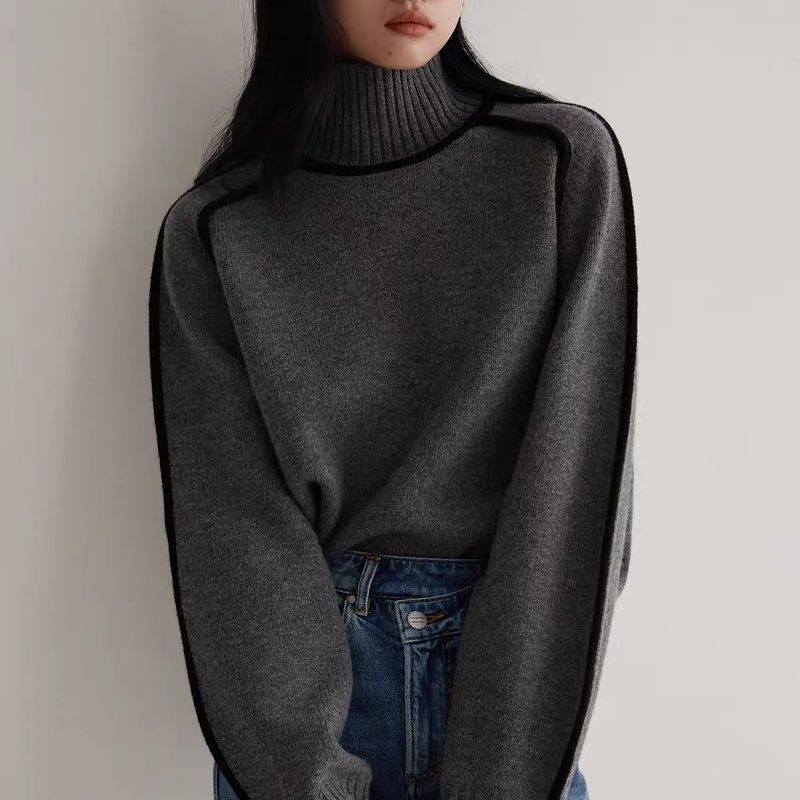 Autumn And Winter Half Turtleneck Three-dimensional Casual Loose Pullover Knitted Sweater