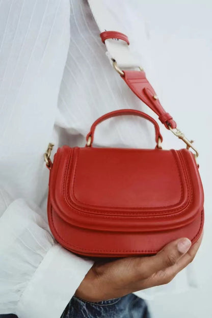 Bolso bandolera portátil informal con tapa roja mini