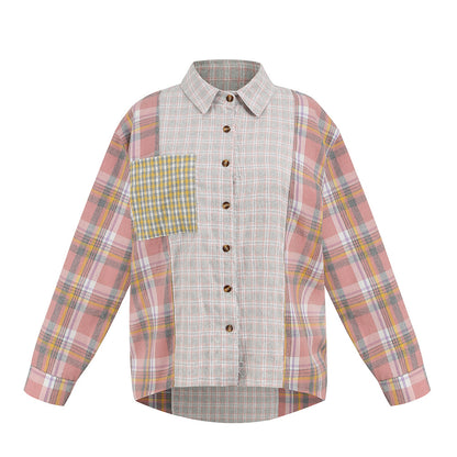 Multicolor Paneled Jacket Cardigan Single Breasted Shirt