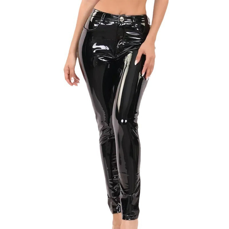 Glossy Slim Fit Pencil Pants Sexy Street