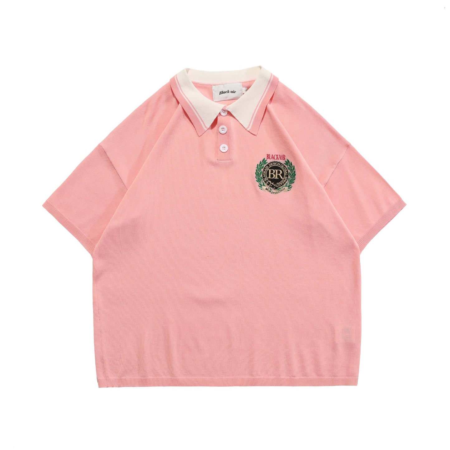 Olive Branch Embroidered Lapel Polo Half Sleeve Vintage T-shirt