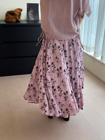 French Style Vintage Floral Skirt For Women