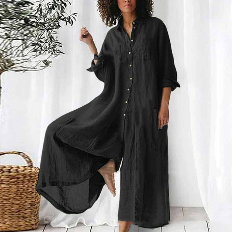 Women's Loose Standing Collar Long Jumpsuit