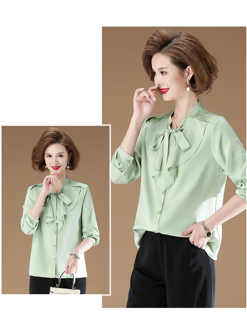 New Mother Spring  Ruffled Western-style Bottoming Shirt