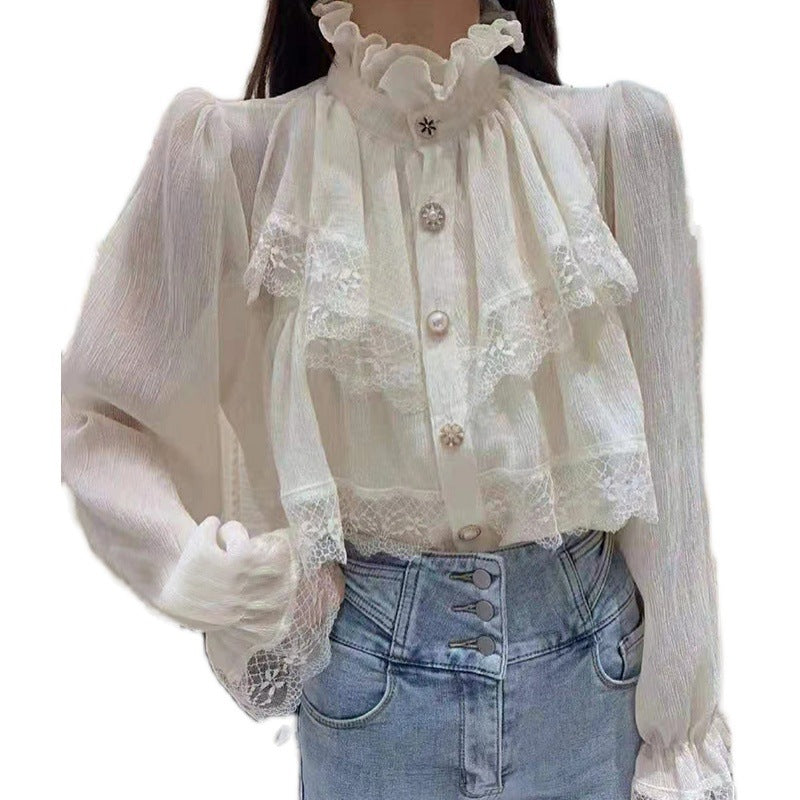 Western Style Long-sleeved Loose Flared Sleeve Shirt