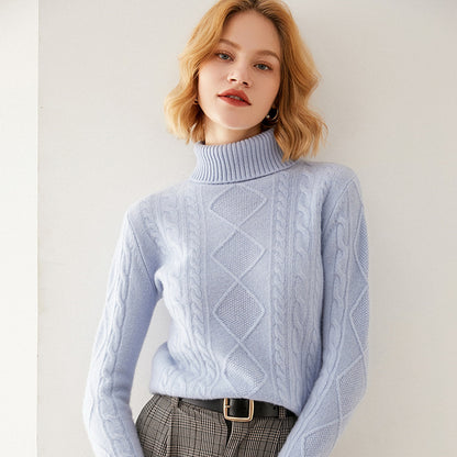 Female Turtleneck Pullover Thick Cashmere Sweater