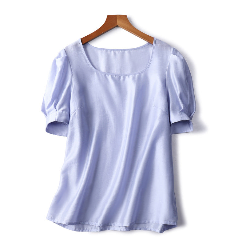 Women's French Elegant Square Neck Short Sleeve Shirt