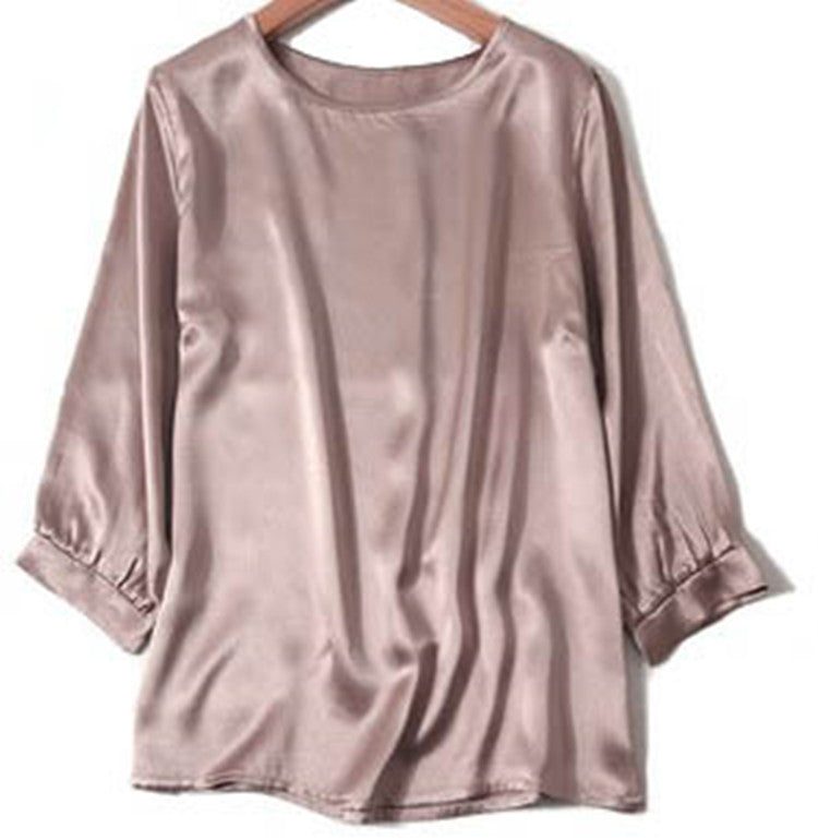 Chemise en satin brillant avec perles de soie et ver à soie haut de gamme