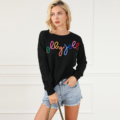 Pullover Crew Neck Casual Style Letter Printed Sweater