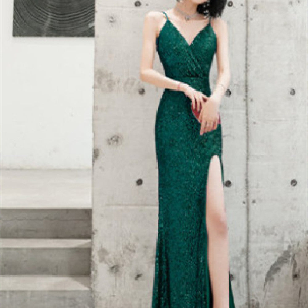 Female Temperament New Sequined Fishtail Split Dress