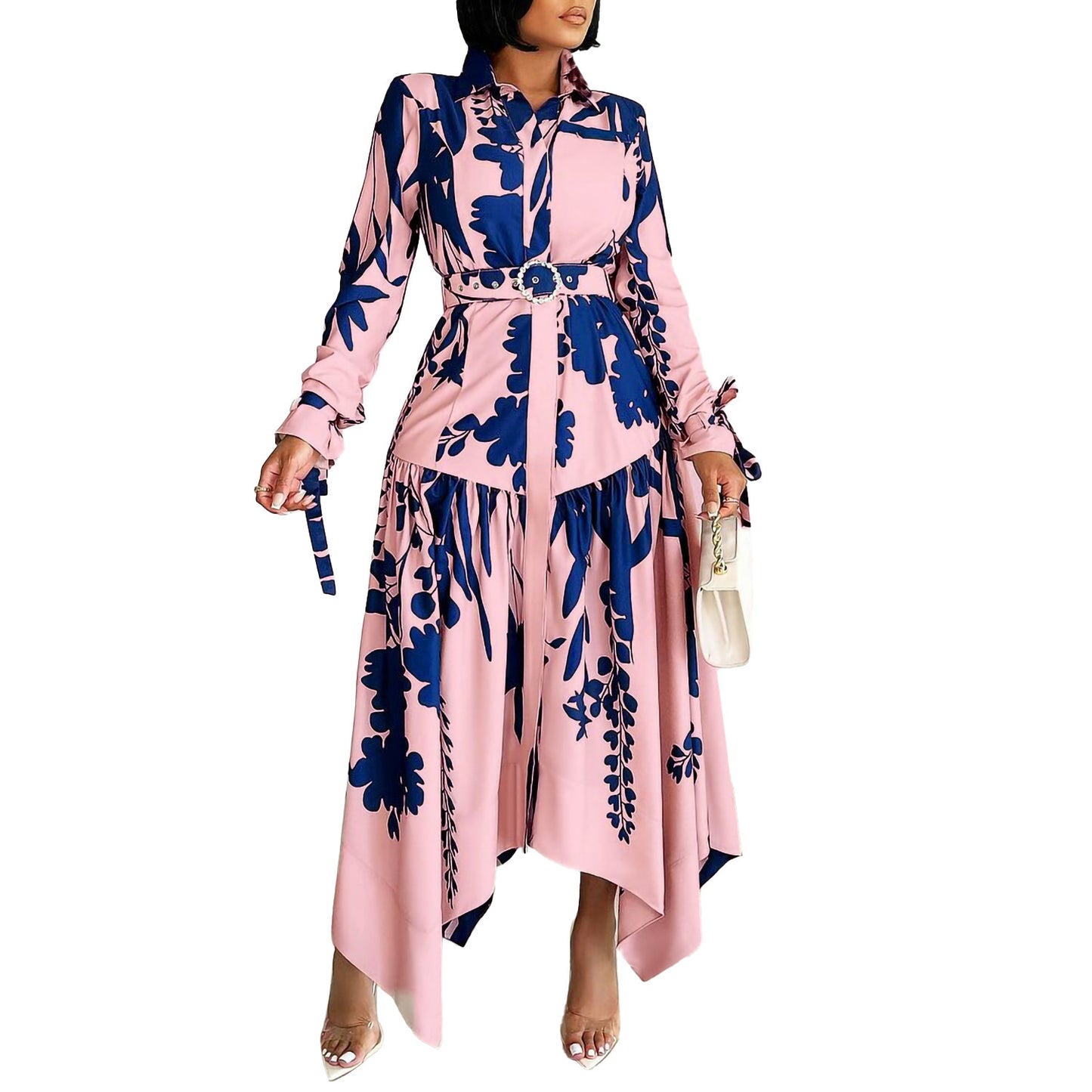 Robe jupe asymétrique amincissante à lacets et contrôle de la taille