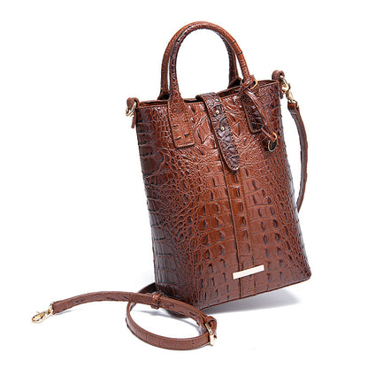 Women's Retro Multi-color Concave-convex Crocodile Pattern Shoulder Bag