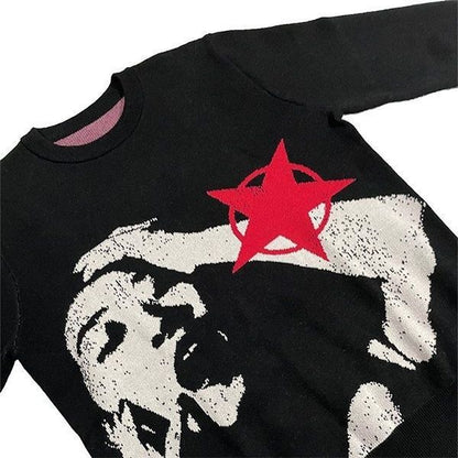 Automne hiver Y2g Portrait Streetwear Harajuku tricoté gothique Punk pull