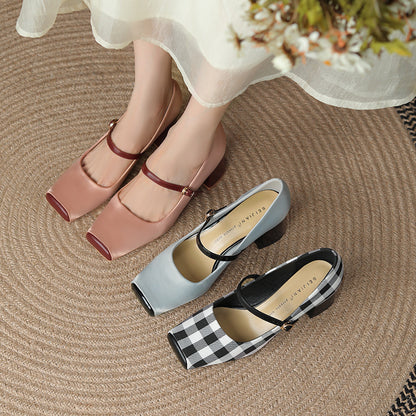 Pig Nose Square Toe High Heels Female