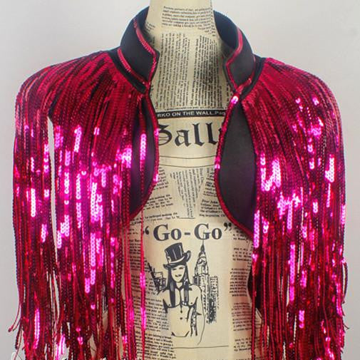 Robe de danse à paillettes et gilet à franges