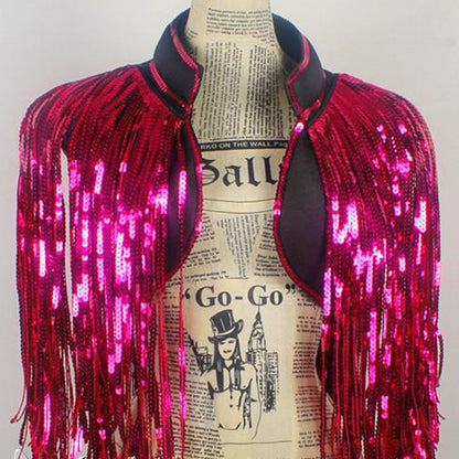 Robe de danse à paillettes et gilet à franges