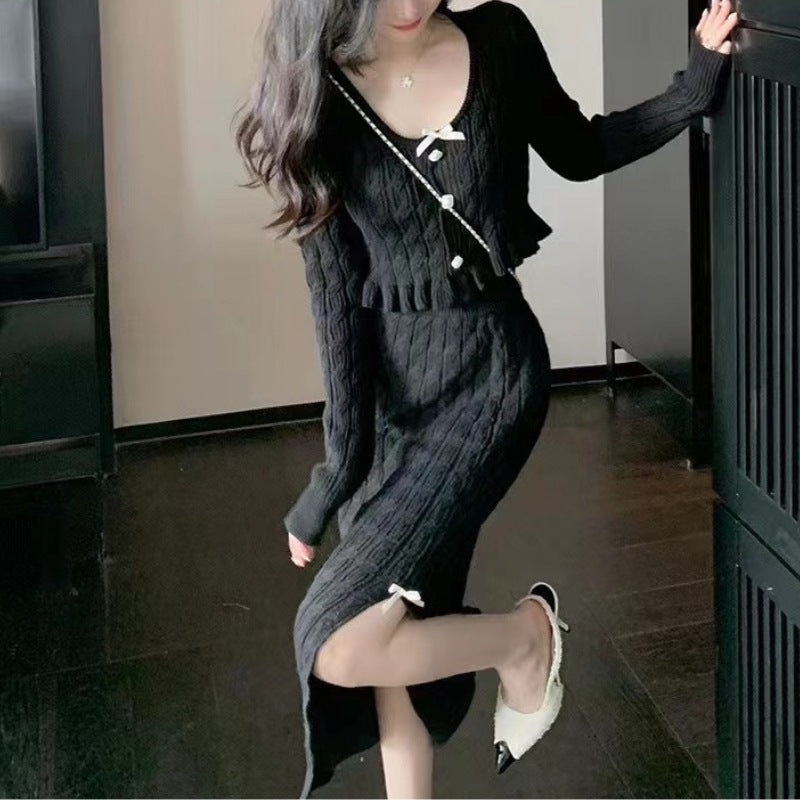 Long Skirt Two-piece Suit New Knitwear Sweater For Women