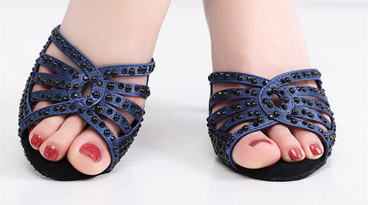 Rhinestone Women's Latin Dancing Shoes Dark Blue