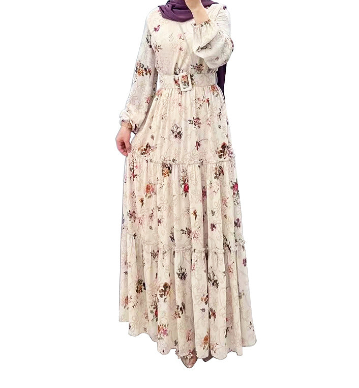 Robe à col roulé pour femmes, à fleurs, à la mode, robe musulmane de banlieue, nouvelle collection