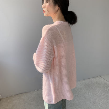 Pull ample à manches longues et col rond pour femme