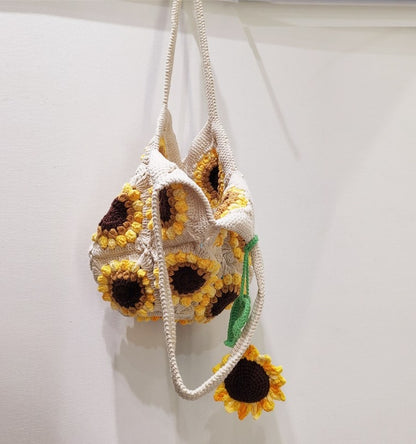 Handmade Diy Wool Woven Three-dimensional Sunflower Shoulder Bag Material Package