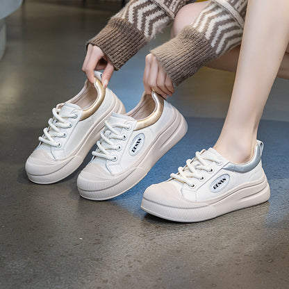 Women's First Layer Cowhide New Single Layer Shoes White Shoes