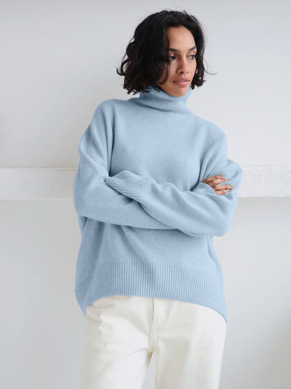 Pull ample à col roulé européen et américain, automne et hiver