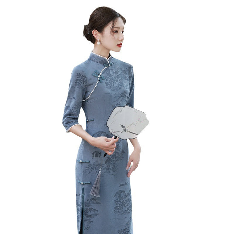 Cheongsam Syage Show long et ajusté