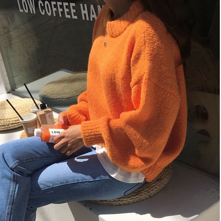 Retro Hedging Thickened Autumn And Winter Loose Slim Knit Sweater