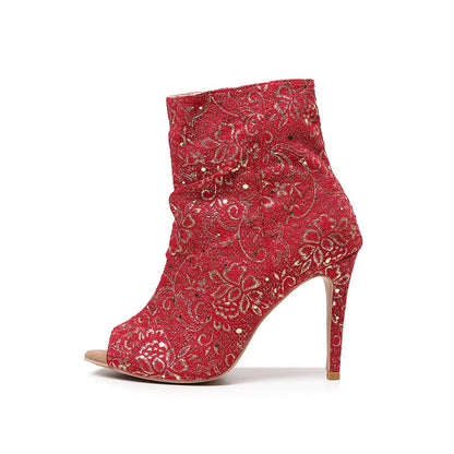 Tacones altos de baile latino de verano Red Hollow