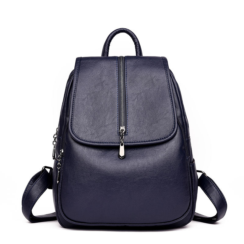 New Trendy Ladies Soft Leather Simple Backpack