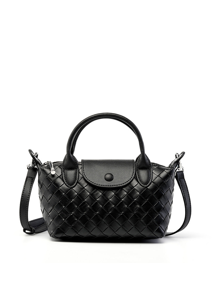 Fashion Cattlehide Leather Woven Leather Handbag