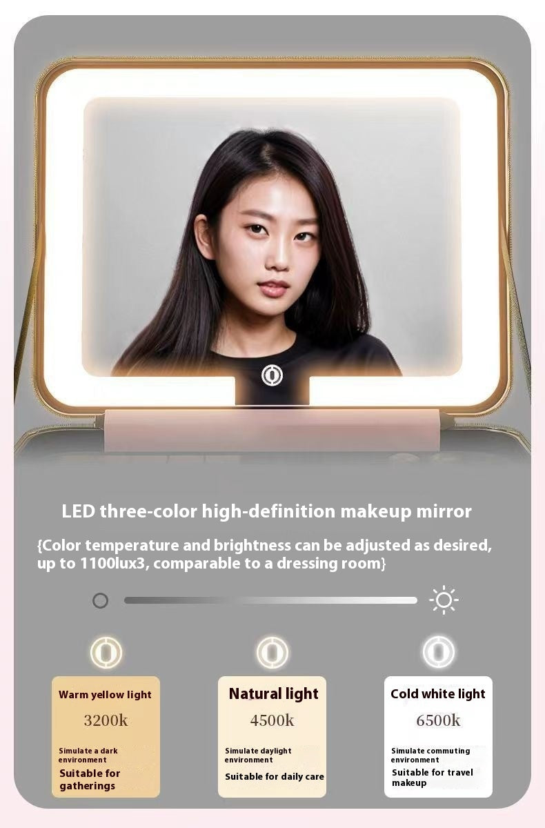 Large Capacity High-end Three Color Illuminated Makeup Box