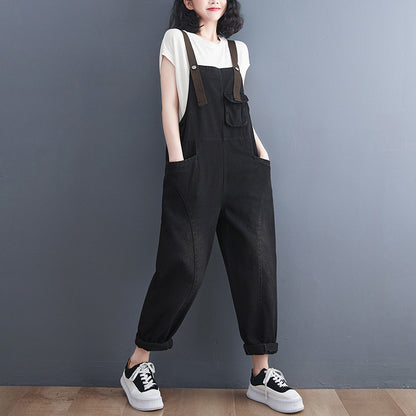 New Style Denim Overalls Women's Casual Loose Retro Suspenders