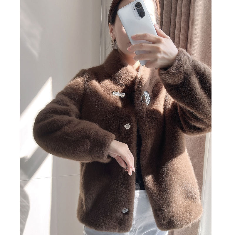 Green Fur Coat Autumn And Winter Thickening Short Coat