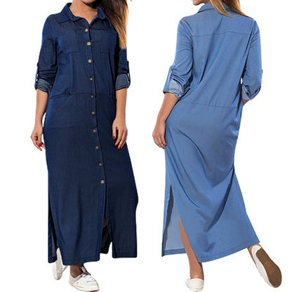 Chemise décontractée en denim à manches longues pour femme