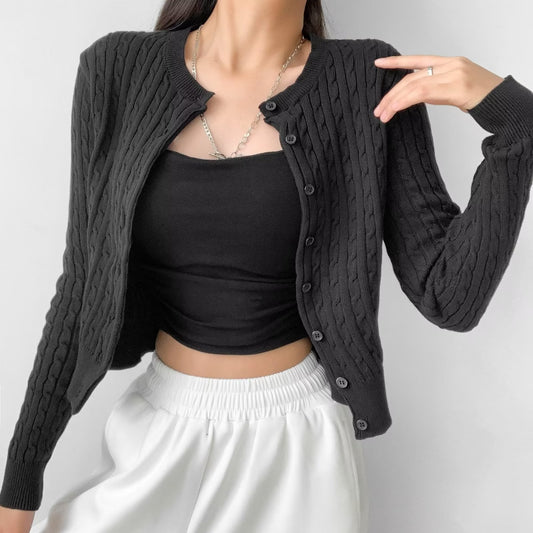 Outer Match Knitted Cardigan Women's Top